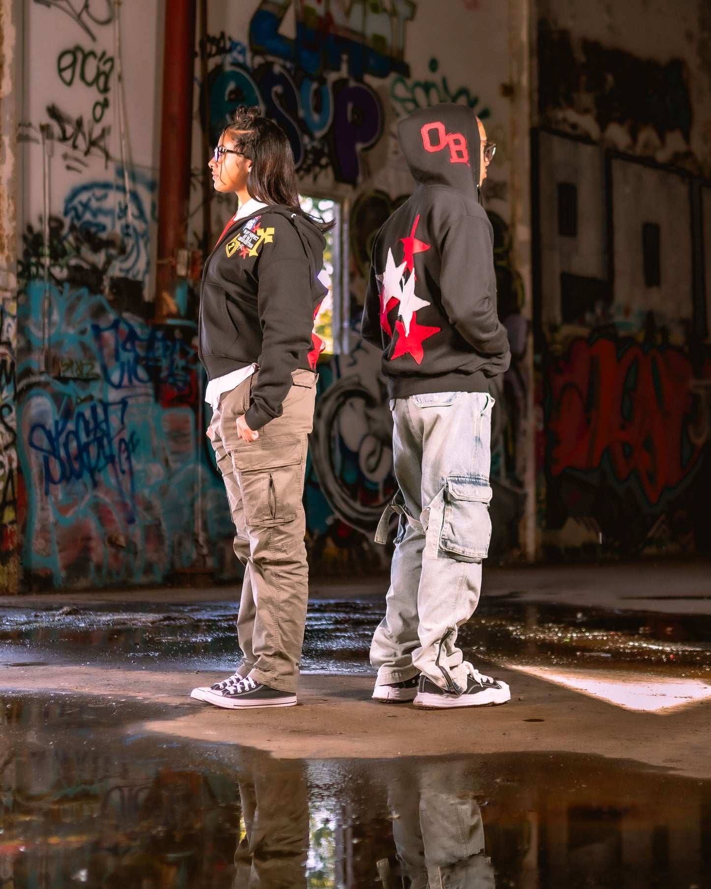 Black Patched Hoodie