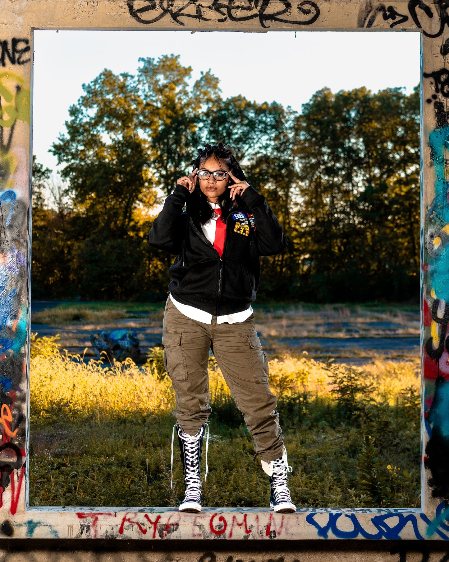 Black Patched Hoodie